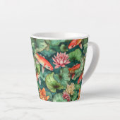 Aquarelle Koi et nappes d'eau Latte Mug (Angle droit)
