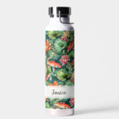 Aquarelle Koi & Lys d'eau Nom Bouteille d'eau (Gauche)