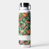 Aquarelle Koi & Lys d'eau Nom Bouteille d'eau (Arrière)