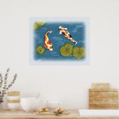 Aquarelle Koi Pond Poster Imprimer (Cuisine)