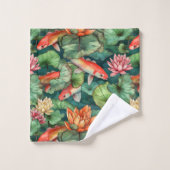 Aquarelle Koi & Water Lilies Ensemble de serviette (Gant de toilette)