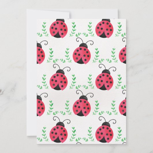 Aquarelle Ladybug Invitation d'anniversaire (Dos)