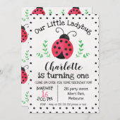 Aquarelle Ladybug Invitation d'anniversaire (Devant / Derrière)