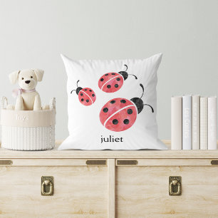 Aquarelle Ladybug oreiller à lancer personnalisé