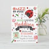 Aquarelle Ladybug printemps Invitation d'anniversa (Debout devant)