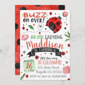 Aquarelle Ladybug printemps Invitation d'anniversa (Devant / Derrière)