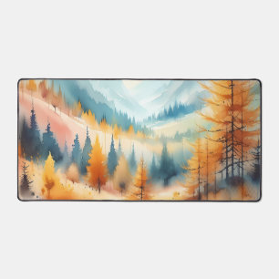 Aquarelle Larches dorées et vallées colorées