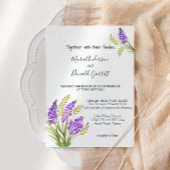 Aquarelle Lavande et fleurs vertes Invitation