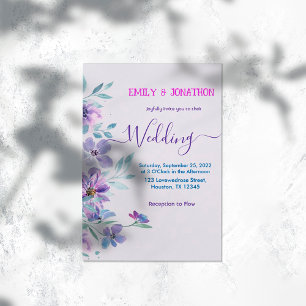 Aquarelle Lavande Faire-part de mariage florale