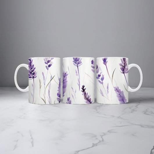Aquarelle Lavande Florale Café Mug