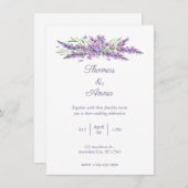 Aquarelle Lavande simple Faire-part de mariage (Devant / Derrière)