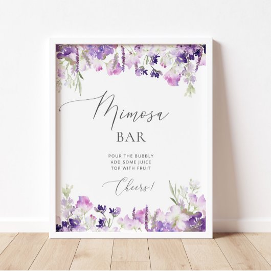 Aquarelle lavande violette Mimosa bar Poster