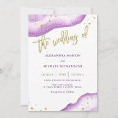 Aquarelle Lavender Gold Faire-part de mariage (Devant)