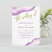 Aquarelle Lavender Gold Faire-part de mariage (Debout devant)