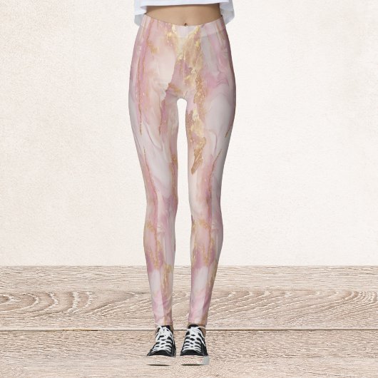 Aquarelle Leggings rose et or