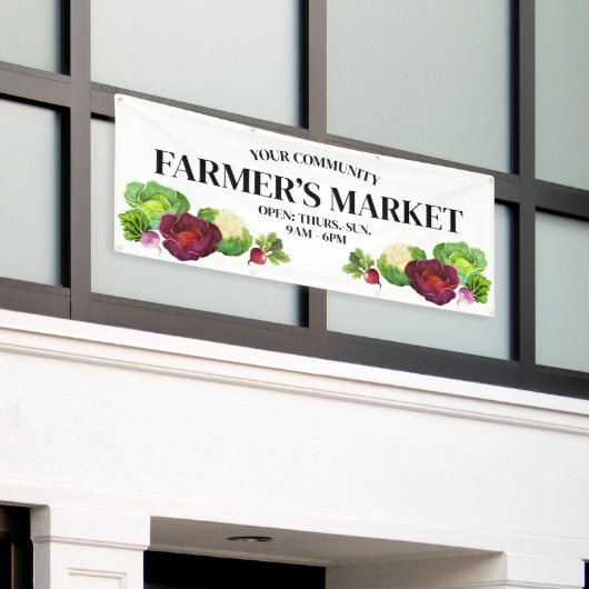 Aquarelle Légumes Farmer Personnalisé Bannière du  (Bâtiment extérieur)