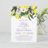 Aquarelle Lemon Floral Baby shower Invitation (Debout devant)
