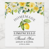 Aquarelle Lemon Floral Limoncello Étiquettes boute (Étiquettes simples)