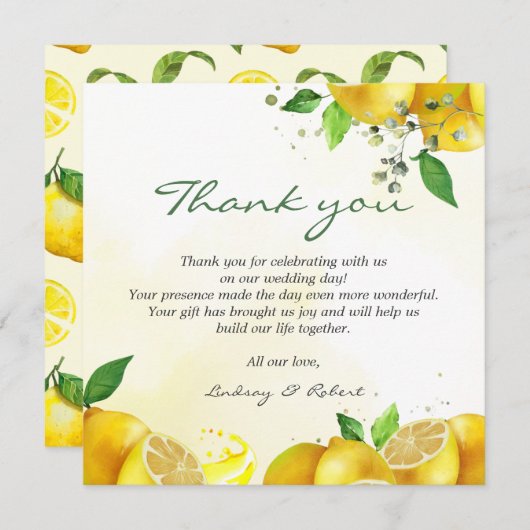 Aquarelle Lemon Merci note (Devant / Derrière)
