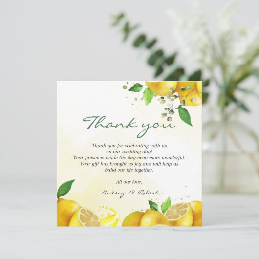 Aquarelle Lemon Merci note (Debout devant)