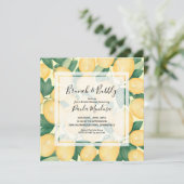 Aquarelle Lemons Fête des mariées verte Invitation (Debout devant)