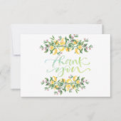 Aquarelle Lemons Fleurs Botaniques Carte de remerc (Devant)