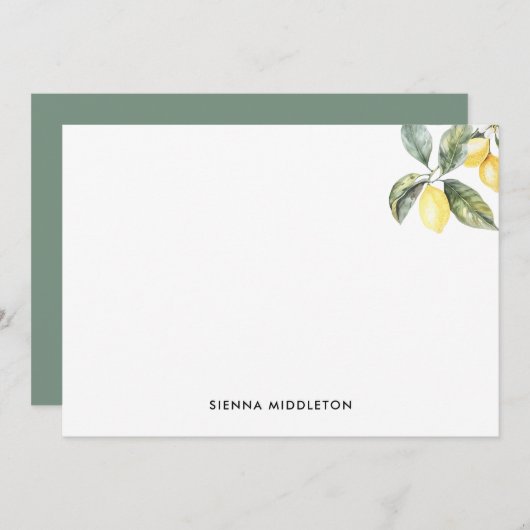 Aquarelle Lemons Nature Carte à thème Note (Devant / Derrière)