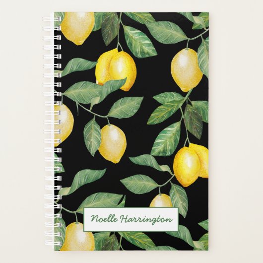 Aquarelle Lemons sur Aqua Black Day Planner (Devant)