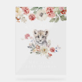 Aquarelle Léopard de neige Baby shower Bienvenue (Recto)