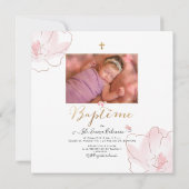 Aquarelle Les Fleurs Faire-part de Baptême (Dos)