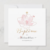 Aquarelle Les Fleurs Faire-part de Baptême (Devant)