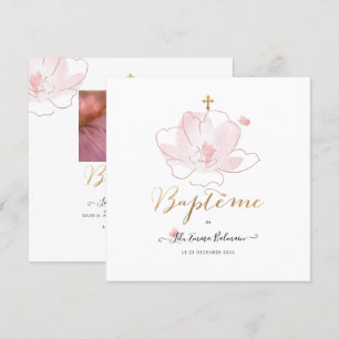 Aquarelle Les Fleurs Faire-part de Baptême