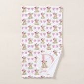 Aquarelle lettre D avec ours en peluche pour bébé  (Serviette à main)