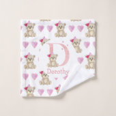 Aquarelle lettre D avec ours en peluche pour bébé  (Gant de toilette)