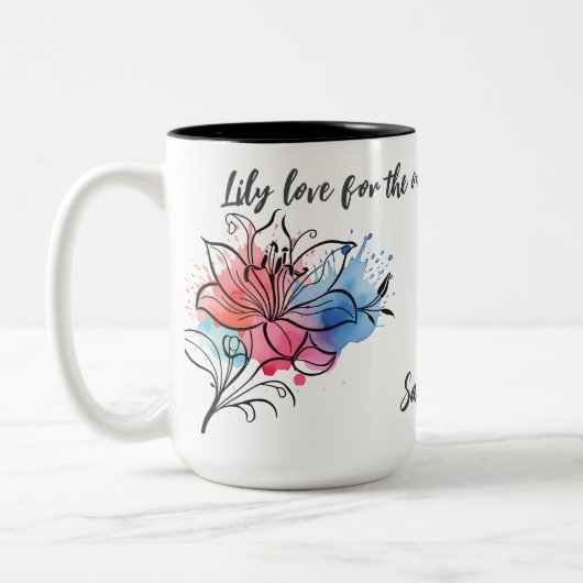 Aquarelle Lily Floral Mug pour maman (Gauche)