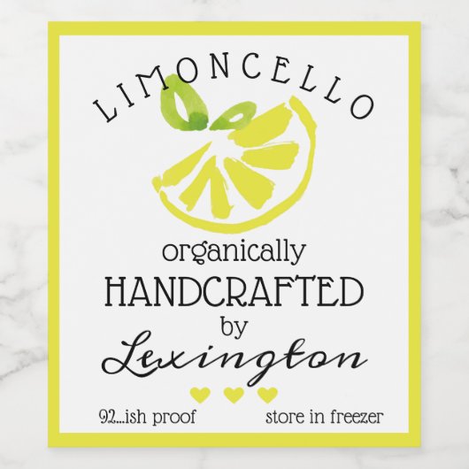 Aquarelle Limoncello Étiquette Pour Une Bouteille  (Étiquettes simples)