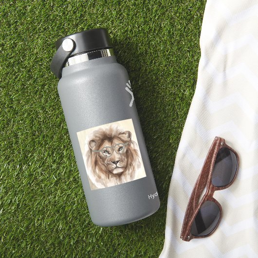 Aquarelle Lion avec lunettes Contour Sticker (HydroFlask Insitu)