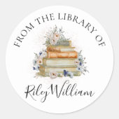 Aquarelle Livre bleu floral Sticker plaque d'immat (Devant)