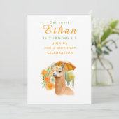 Aquarelle Llama Alpaca - Carte d'invitation d'anni (Debout devant)