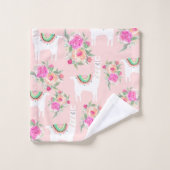 Aquarelle Llama sur Coral rose (Gant de toilette)