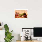 Aquarelle  locomotief Flying Scotsman Poster (Thuiskantoor)