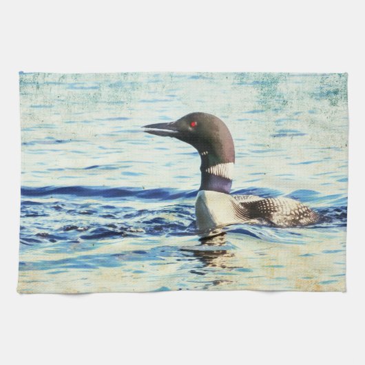 Aquarelle Loon Art Serviette de cuisine (Horizontal)