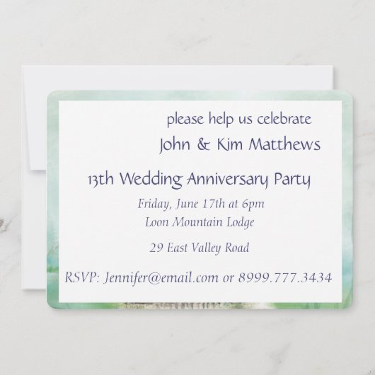 Aquarelle Loon Bird Anniversaire Invitation de la (Dos)