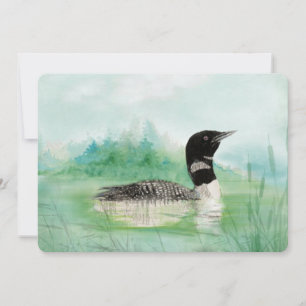 Aquarelle Loon Bird Anniversaire Invitation de la
