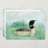 Aquarelle Loon Bird Birthday Invitation de fête (Devant / Derrière)