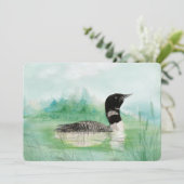 Aquarelle Loon Bird Birthday Invitation de fête (Debout devant)