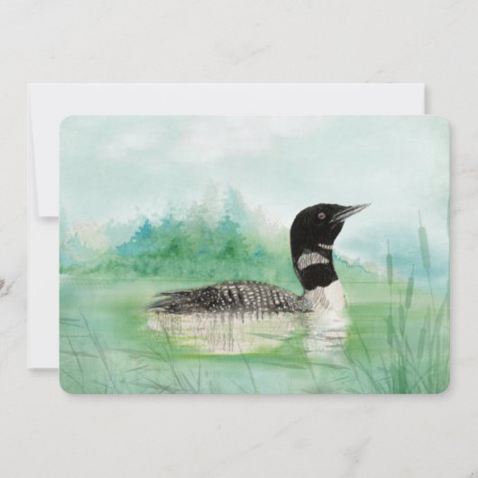 Aquarelle Loon Bird Birthday Invitation de fête (Devant)