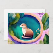 Aquarelle Loutre, Carte Postale Postcrossing (Devant / Derrière)