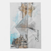 Aquarelle Louvre Paris France Serviette de cuisine (Vertical)