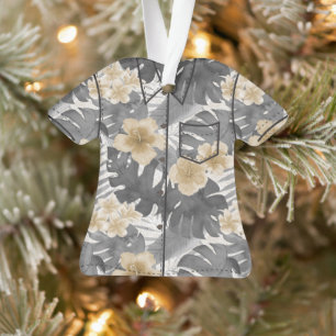 Aquarelle Luana Tropical Floral Aloha Shirt- Grey